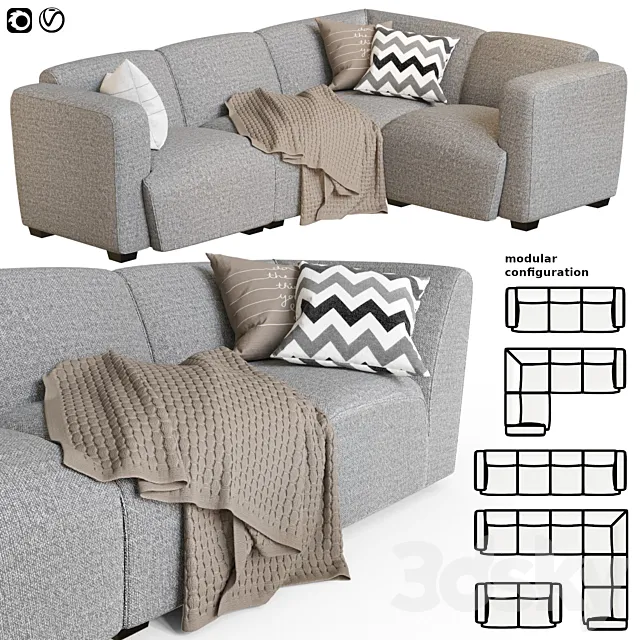 Modular sofa La Forma Legara Sofa in gray 3D Model