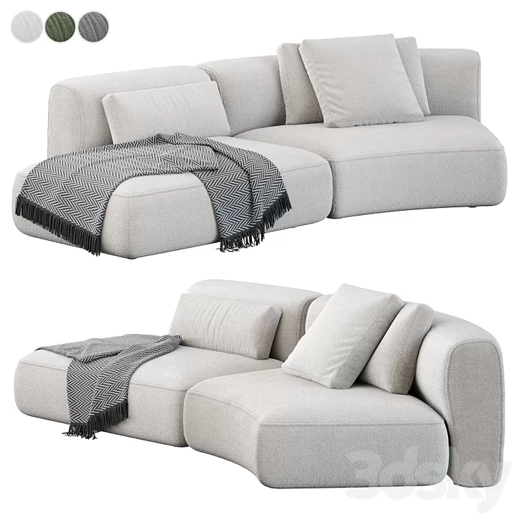 Modular sofa MDF ITALIA Cozy Curve Sofa 3D Model Free Download