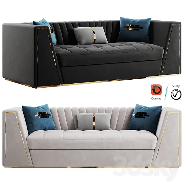 Modular Velvet Sofa Deep Gray Tufted Upholstery Modern Couch Floor Sofa in Large Format: 3Ds Max 2015 3D Model Modular Velvet Sofa Deep Gray Tufted Upholstery Modern Couch Floor Sofa in Large Format: 3Ds Max 2015 3D Model