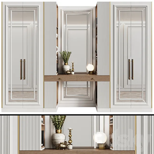 Modular wardrobe in neoclassical style 06 3D Model