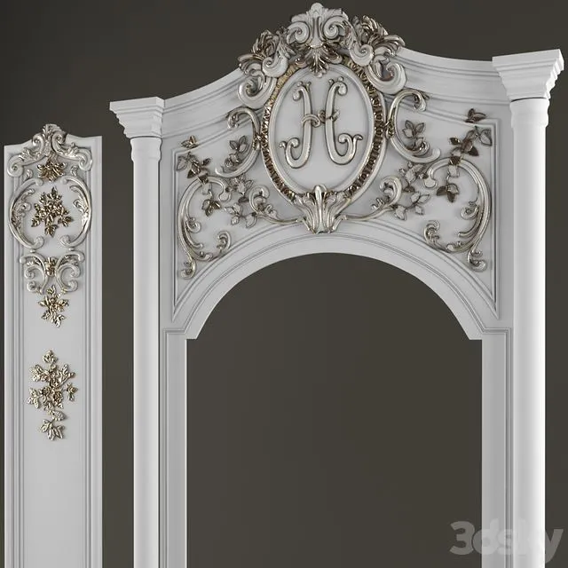 Molded panels with the effect of gold patina 3D Model Molded panels with the effect of gold patina 3D Model