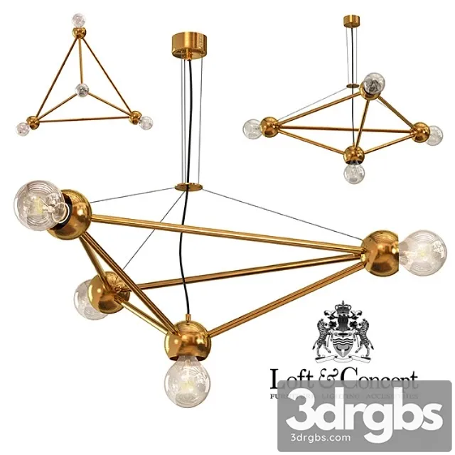 Molecule Gold Chandelier 4 3D Model Download