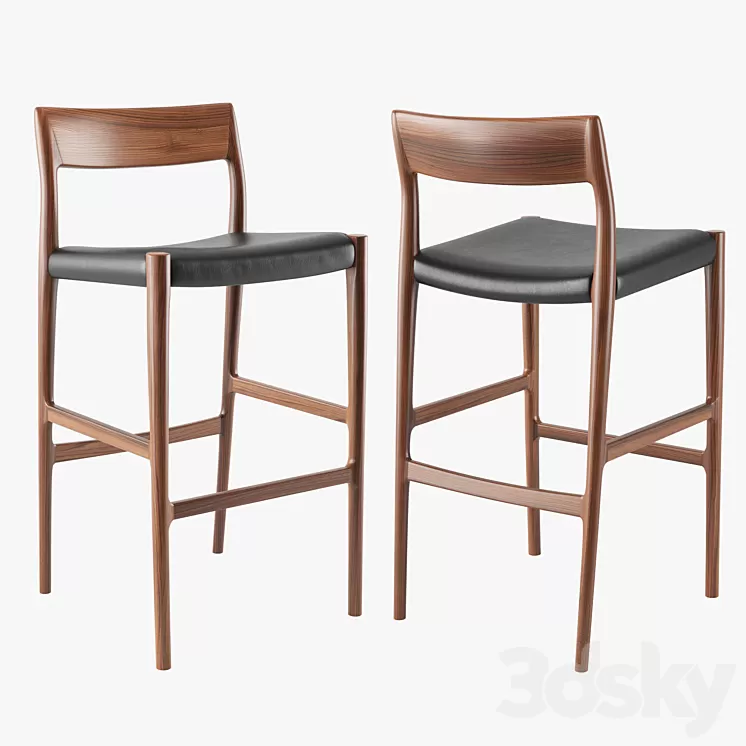 Moller Model 77B bar stool 3D Model