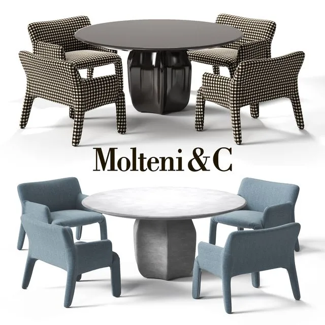 MOLTENI Armchair Furniture Table Chair 3D Model