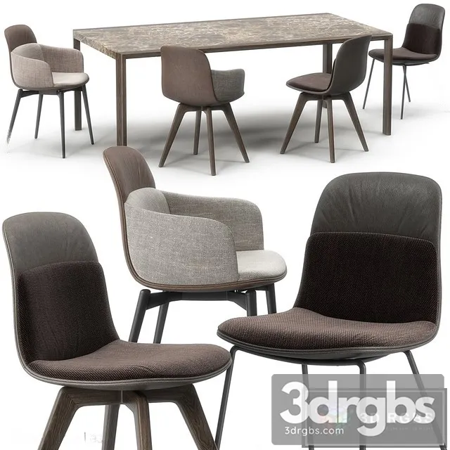 Molteni Barbican Chairs Set 02 3D Model Download