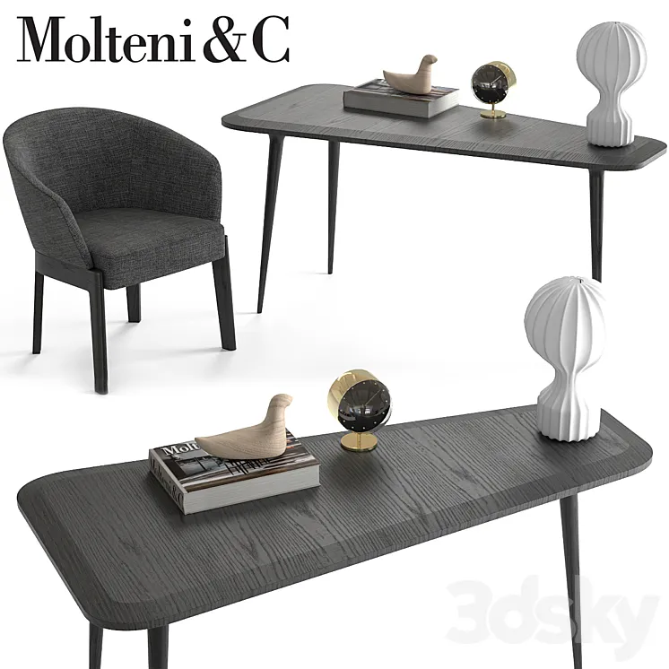 Molteni & C Chelsea Chair and Belsize Table 3D Model Free Download