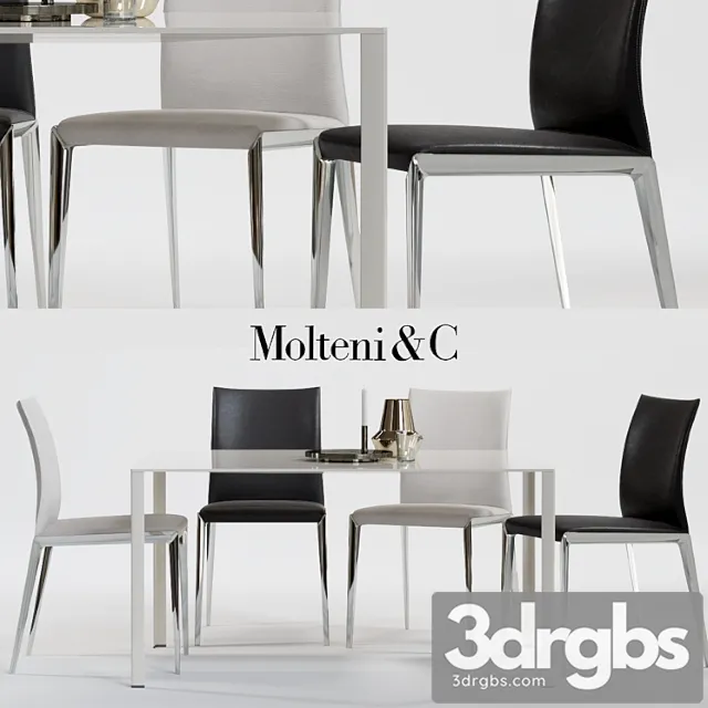 Molteni Dart Chair and Lessless Table 3D Model Download