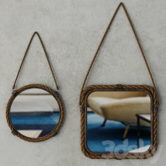 Molyneux Jute & Metal Mirror Set 3D Model Molyneux Jute & Metal Mirror Set 3D Model