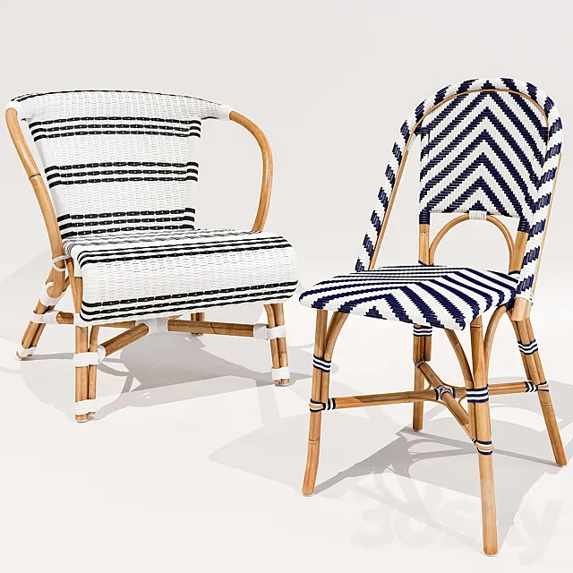 Monaco and Chevron Riviera chairs Serena and Lily 3D Model