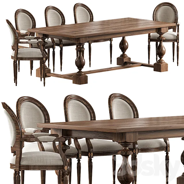 Monastery Rectangular Dining Table Restoration Hardware 3DModel Monastery Rectangular Dining Table Restoration Hardware 3DModel