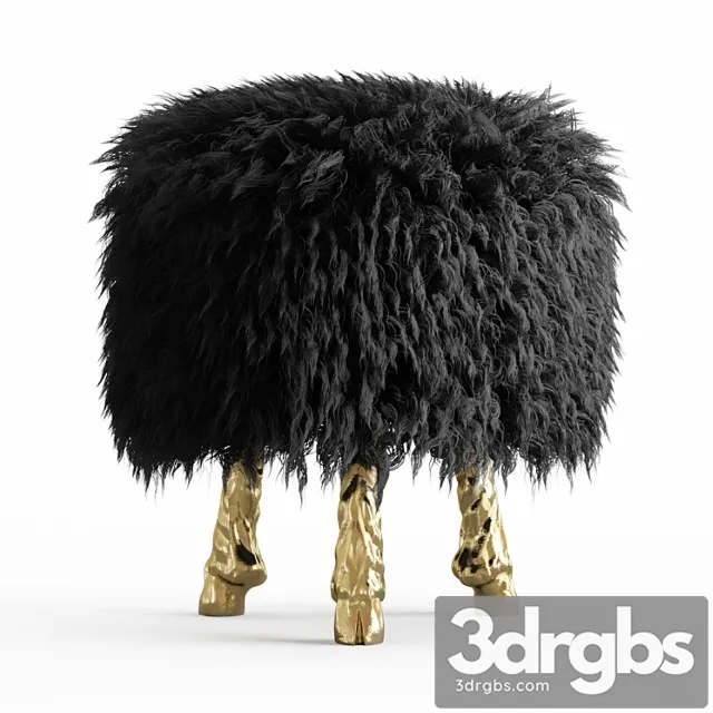 Mongolian lamb wool chair 2 3D Model Download