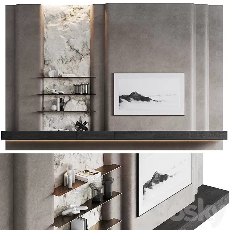 Monolithic TV wall 3D Model Free Download