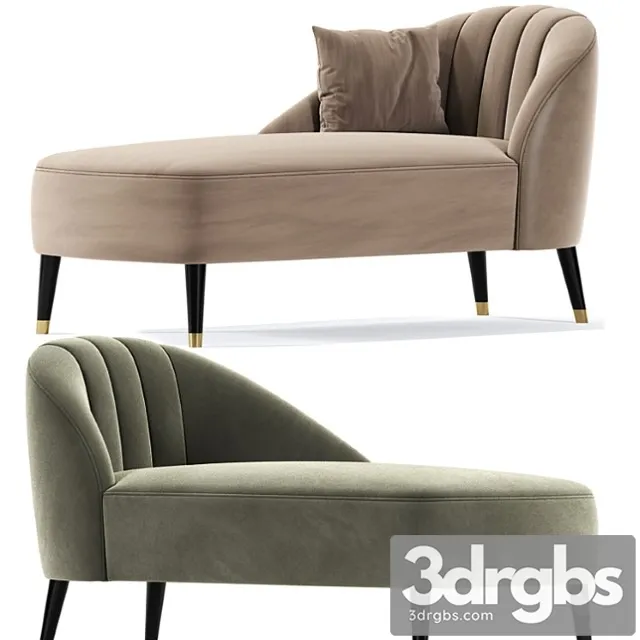 Monroe Jade Velvet Chaise Lounge 3D Model Download