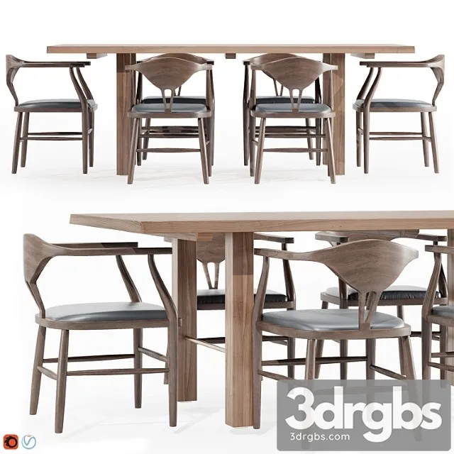 Montana live edge dining table with peking b dining chairs 2 3D Model Download