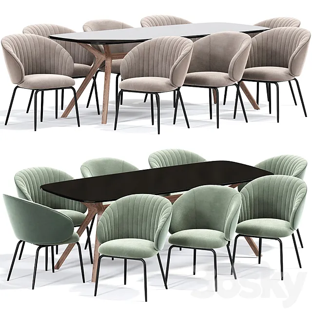 Montbel Lily Dining Chair Table 3D Model