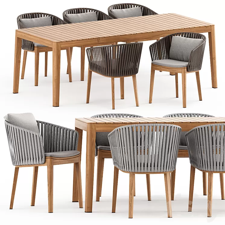 MOOD Chair MOOD Table by Tribu 3D Model MOOD Chair MOOD Table by Tribu 3D Model