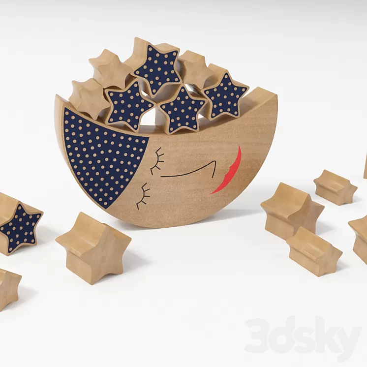 Moon and stars 3D Model Moon and stars 3D Model