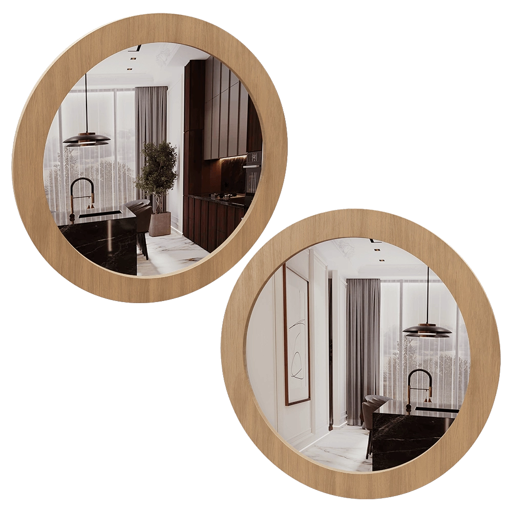 Moonk – Mirror Round Oak Veneer 3D Model