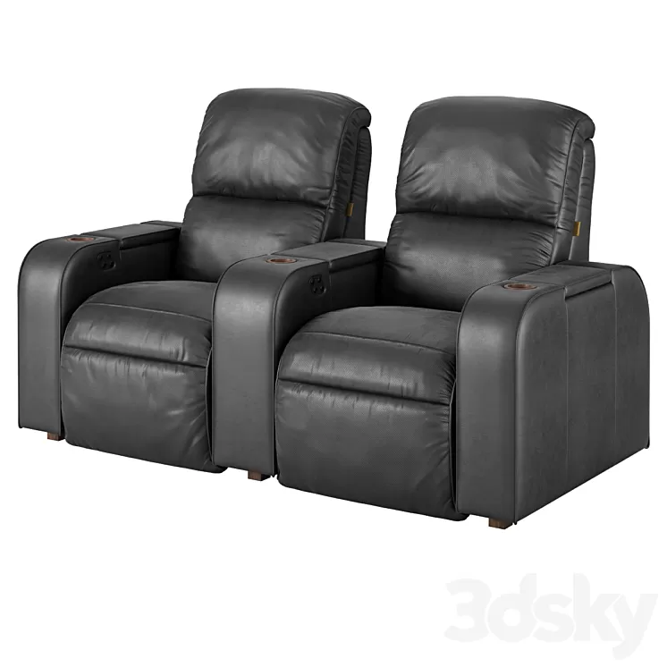 Moovia Dallas leather venice row 2 seat 3D Model Moovia Dallas leather venice row 2 seat 3D Model
