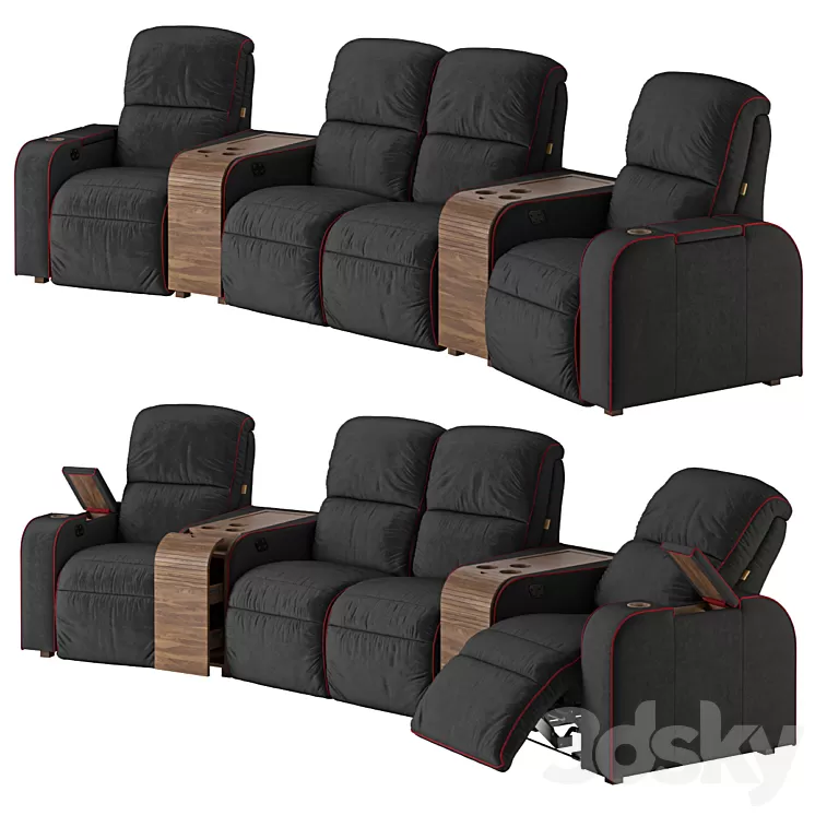 Moovia Dallas venice curved row 2 loveseats 2 normalseats 3D Model Moovia Dallas venice curved row 2 loveseats 2 normalseats 3D Model