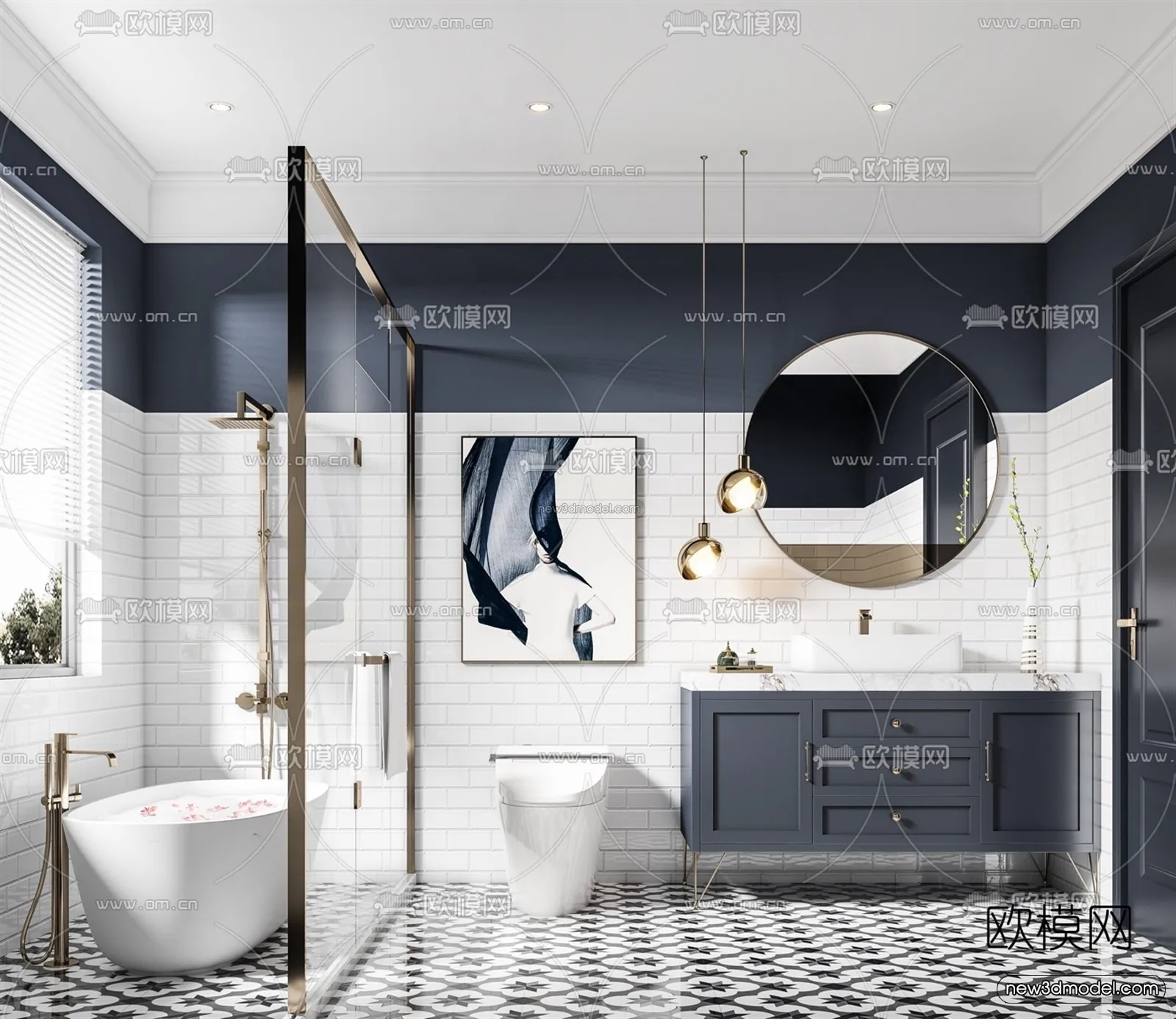 Morandi Style Interior 3D Blocks – Bathroom 3D Scene – 200 – VRAY