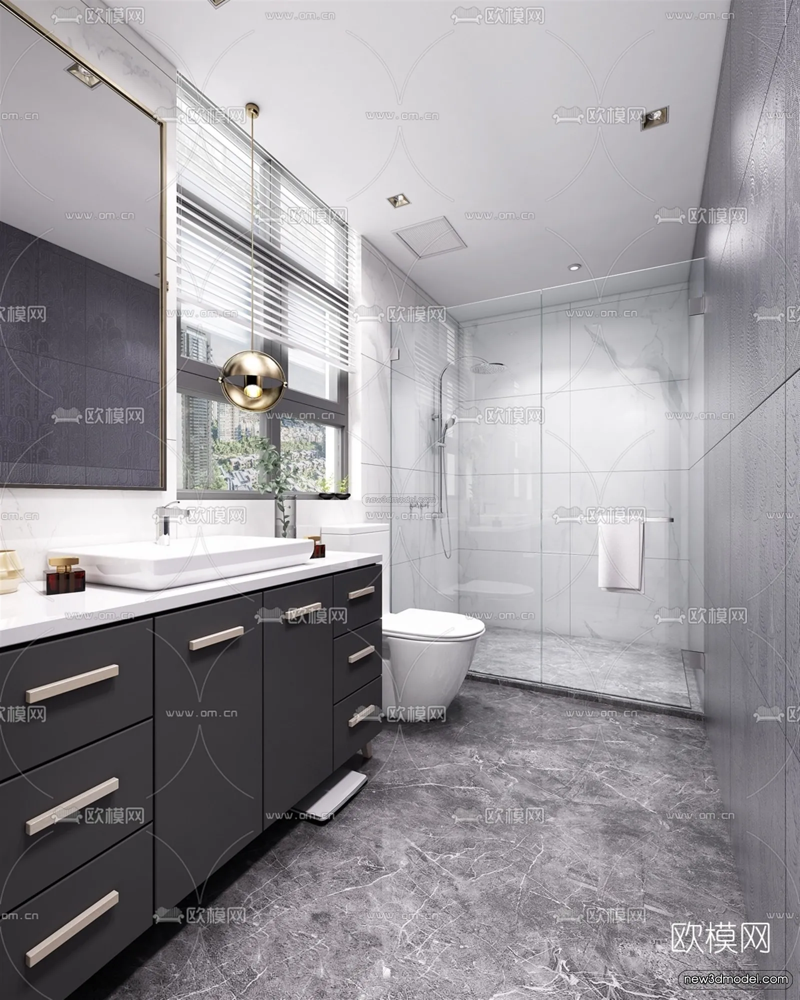 Morandi Style Interior 3D Blocks – Bathroom 3D Scene – 202 – VRAY