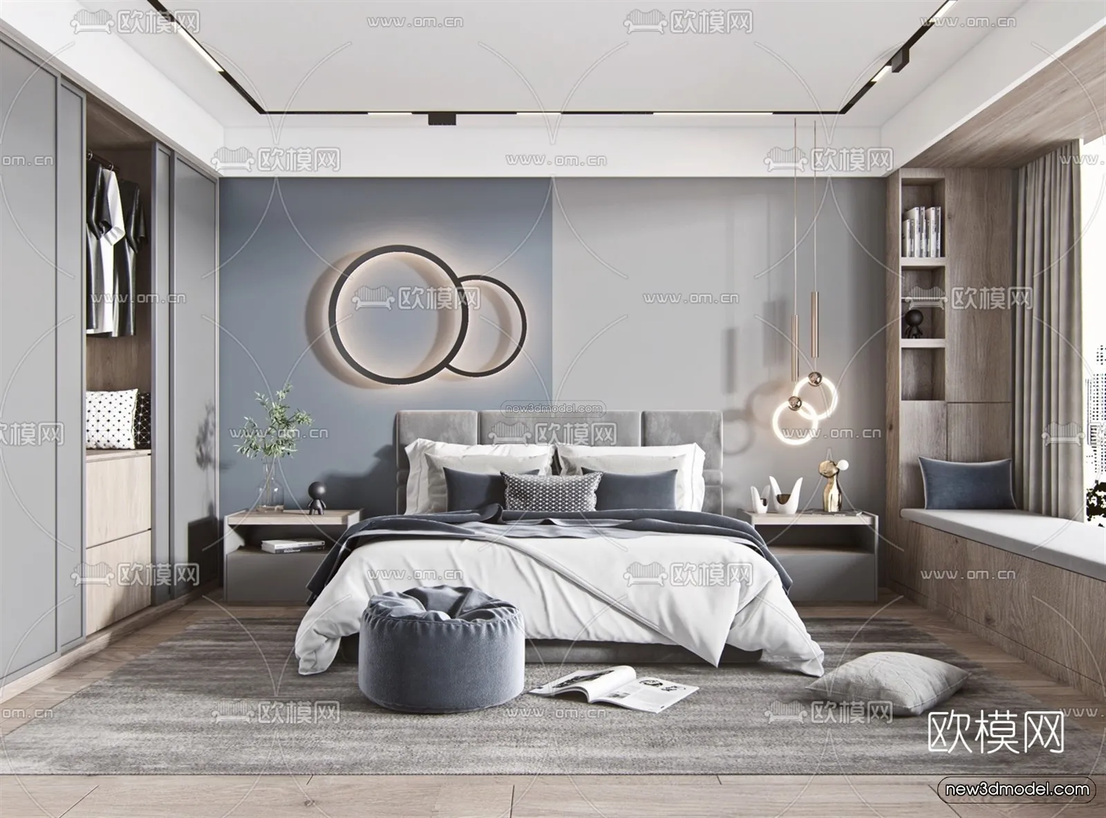Morandi Style Interior 3D Blocks – Bedroom 3D Scene – 122 – VRAY