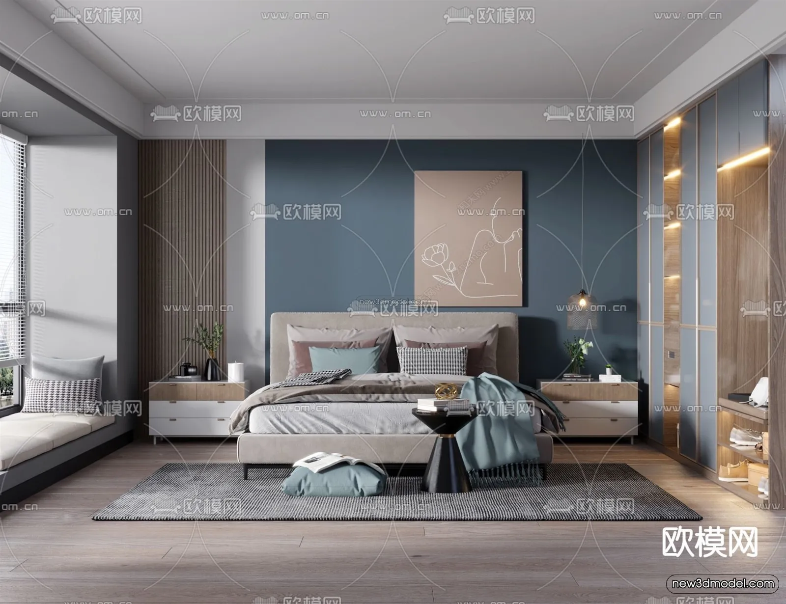 Morandi Style Interior 3D Blocks – Bedroom 3D Scene – 133 – VRAY