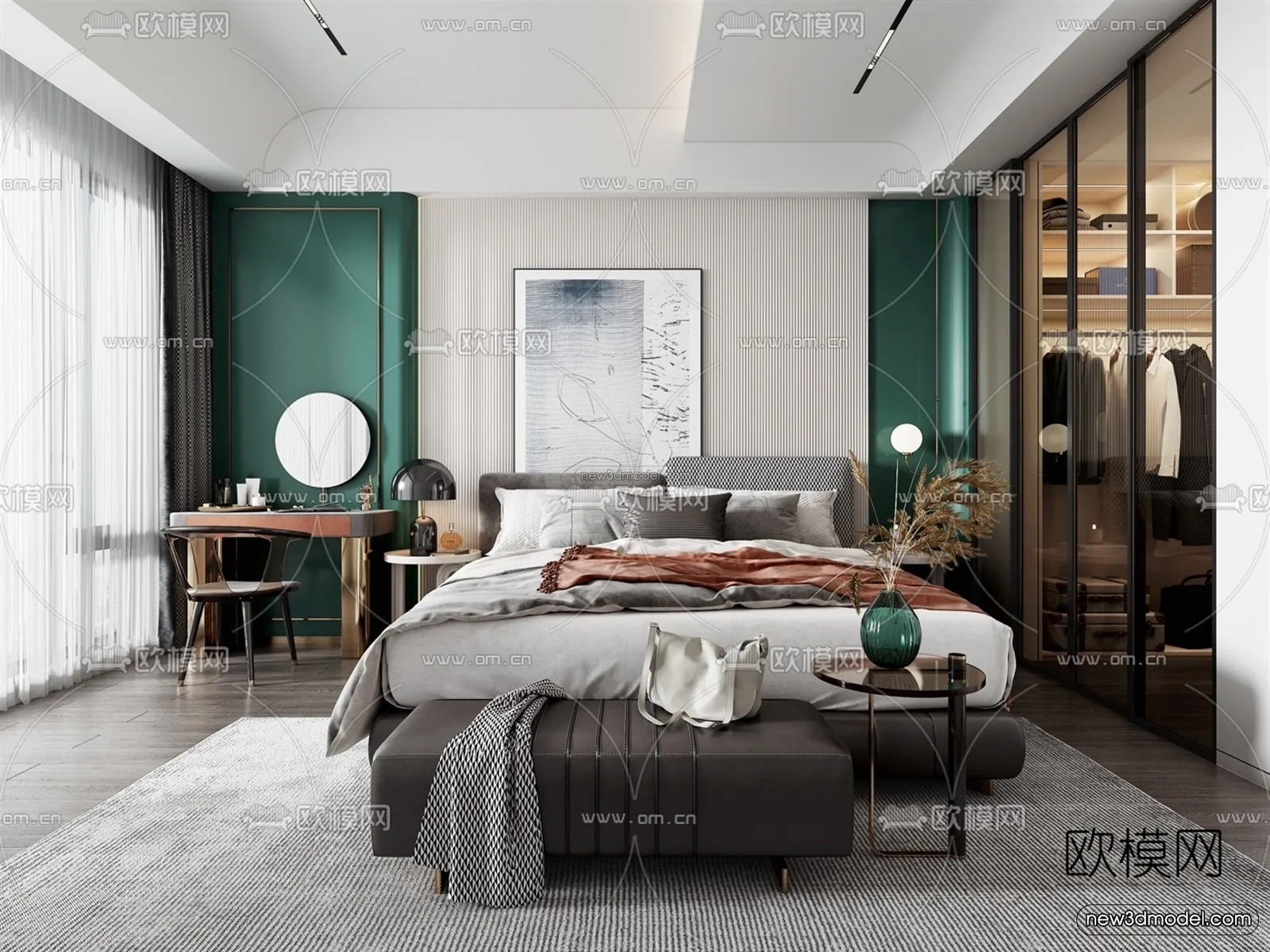 Morandi Style Interior 3D Blocks – Bedroom 3D Scene – 143 – VRAY
