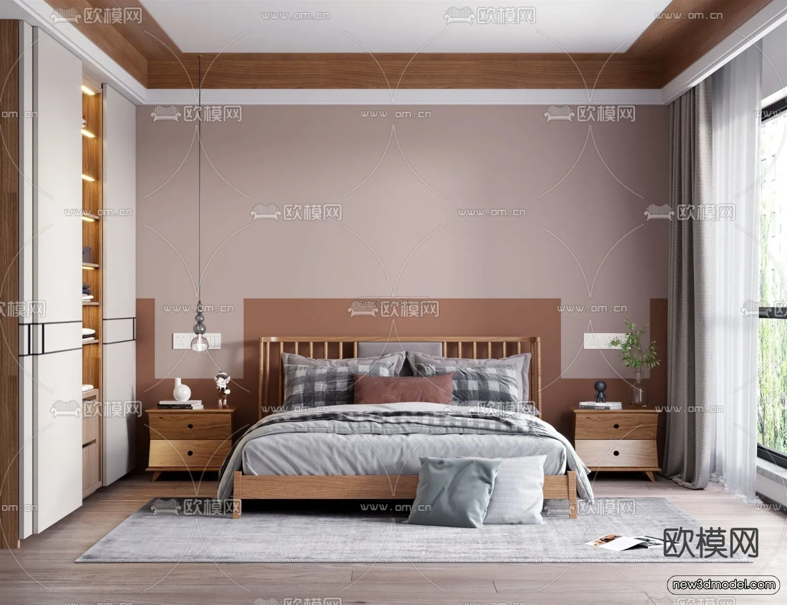 Morandi Style Interior 3D Blocks – Bedroom 3D Scene – 145 – VRAY