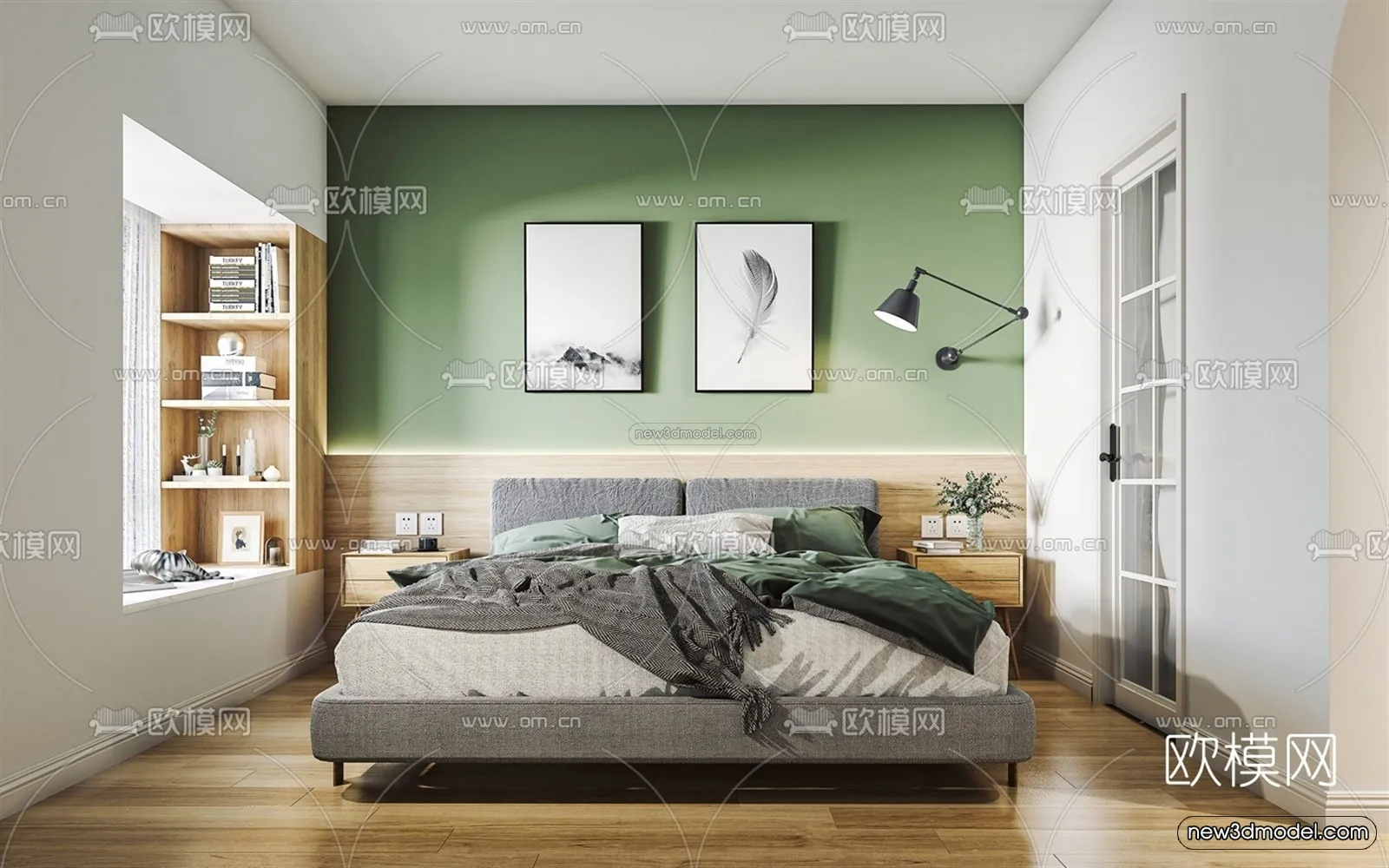 Morandi Style Interior 3D Blocks – Bedroom 3D Scene – 158 – VRAY