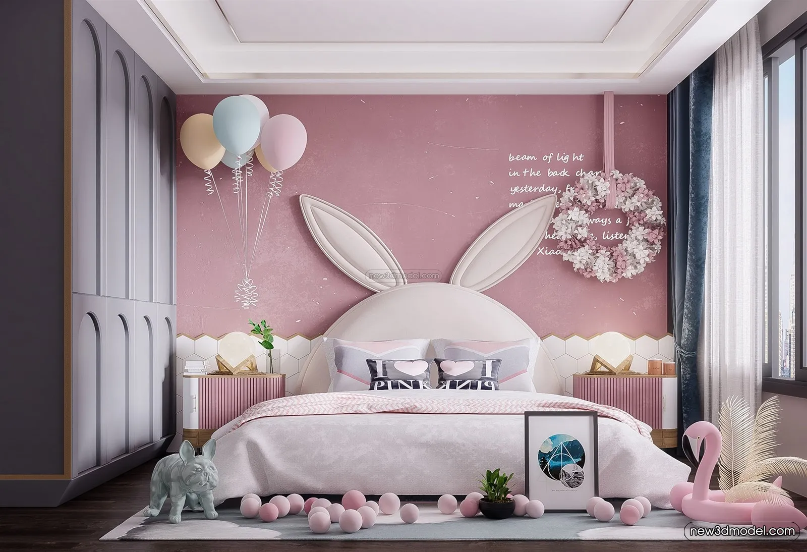 Morandi Style Interior 3D Blocks – Bedroom 3D Scene – 182 – VRAY