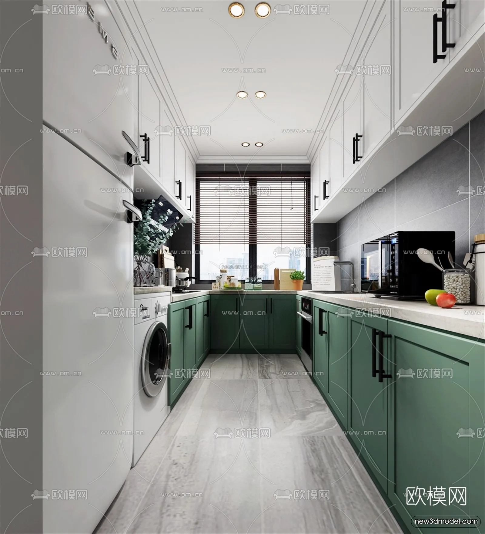 Morandi Style Interior 3D Blocks – Kitchen 3D Scene – 210 – VRAY