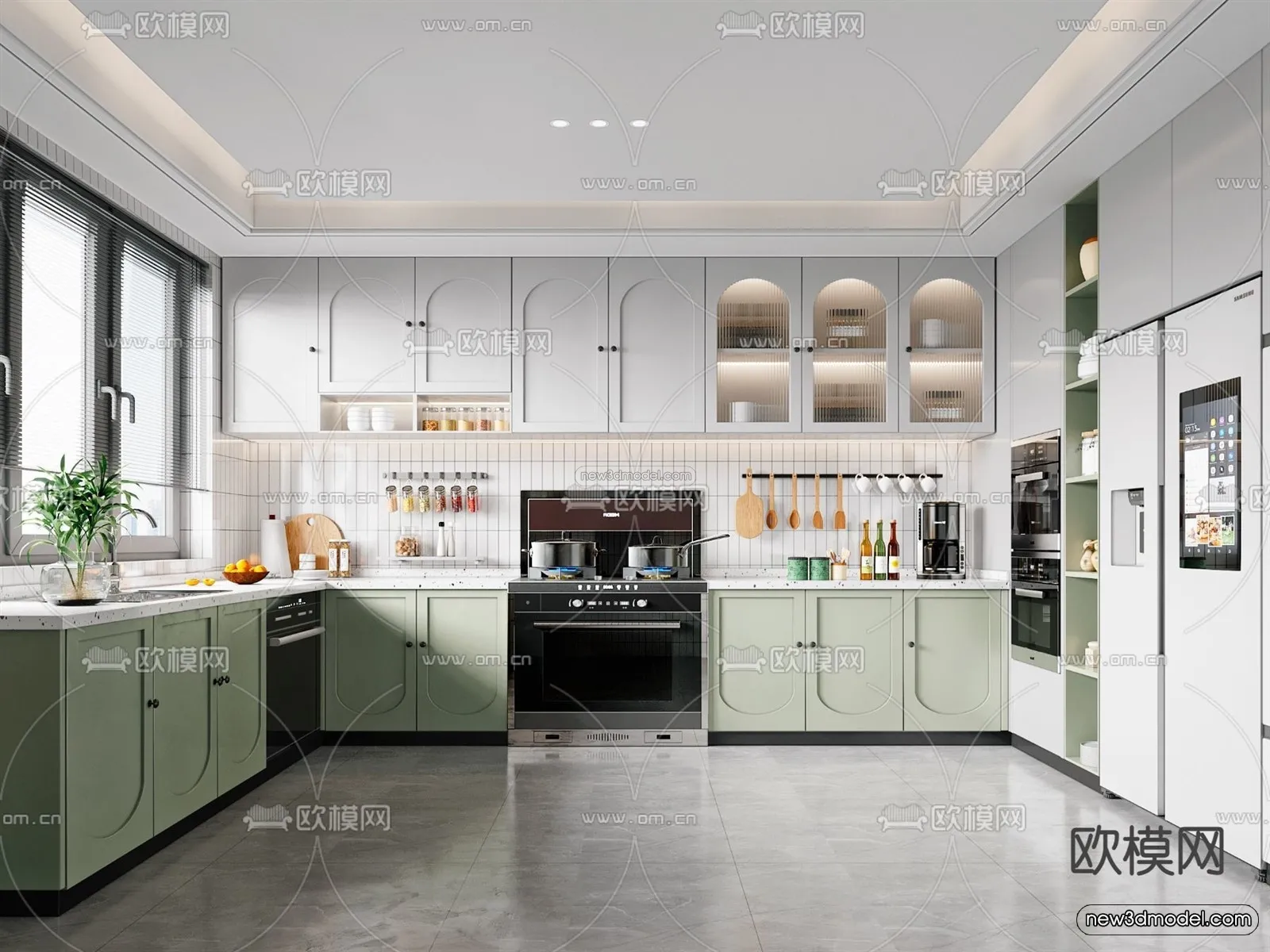 Morandi Style Interior 3D Blocks – Kitchen 3D Scene – 216 – VRAY