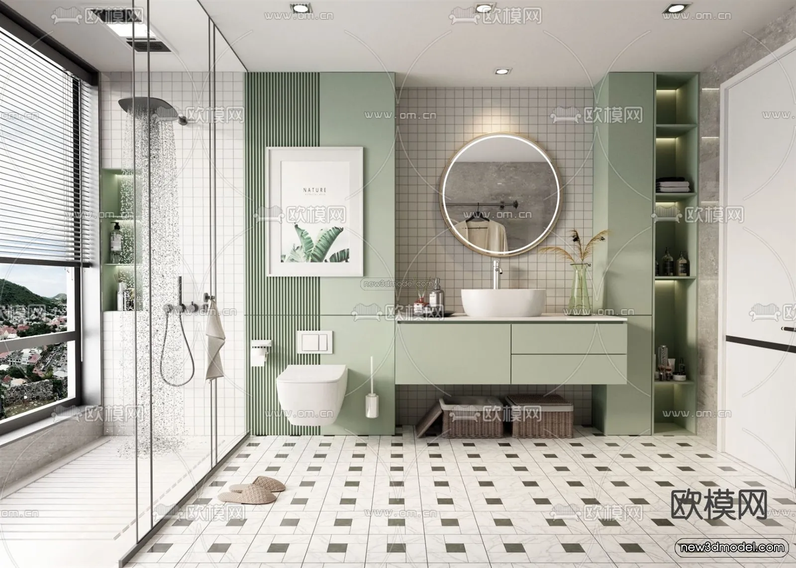 Morandi Style Interior 3D Blocks – Kitchen 3D Scene – 224 – VRAY