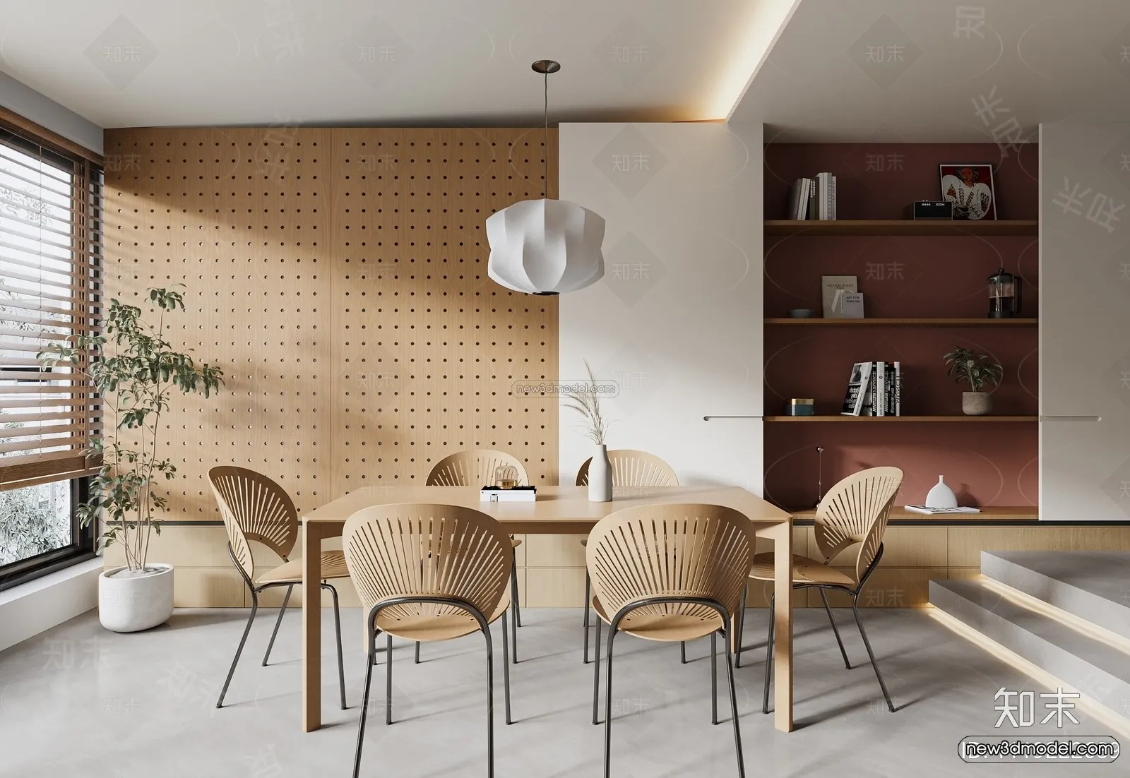 Morandi Style Interior 3D Blocks – Kitchen 3D Scene – 225 – VRAY