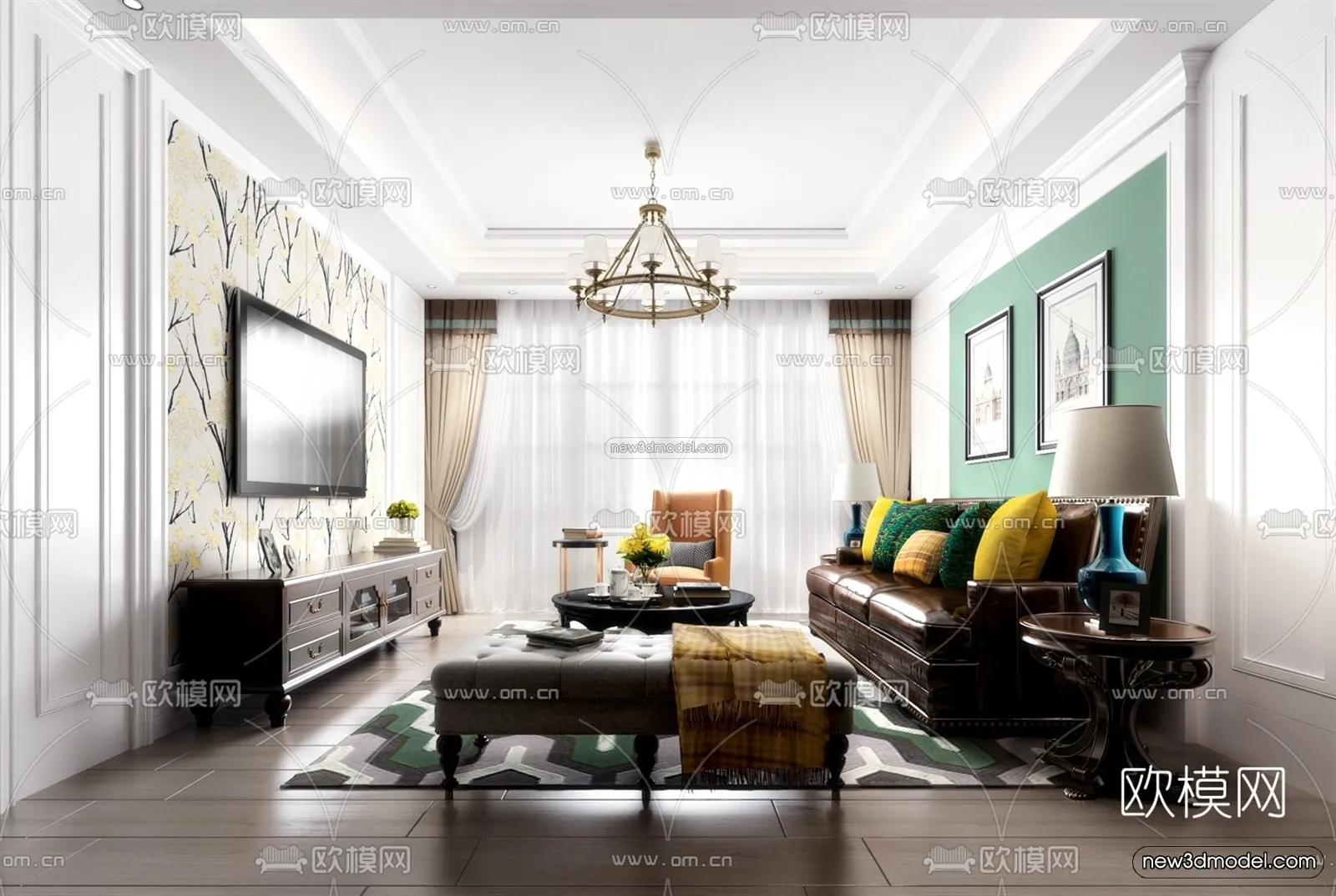 Morandi Style Interior 3D Blocks – Living Room 3D Scene – 004 – VRAY