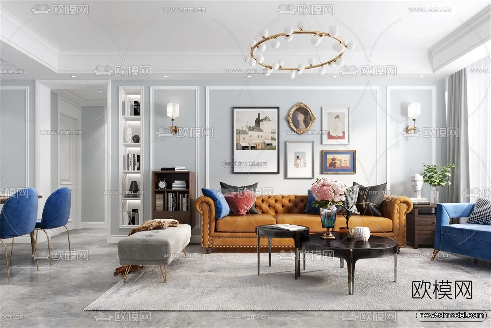 Morandi Style Interior 3D Blocks – Living Room 3D Scene – 007 – VRAY