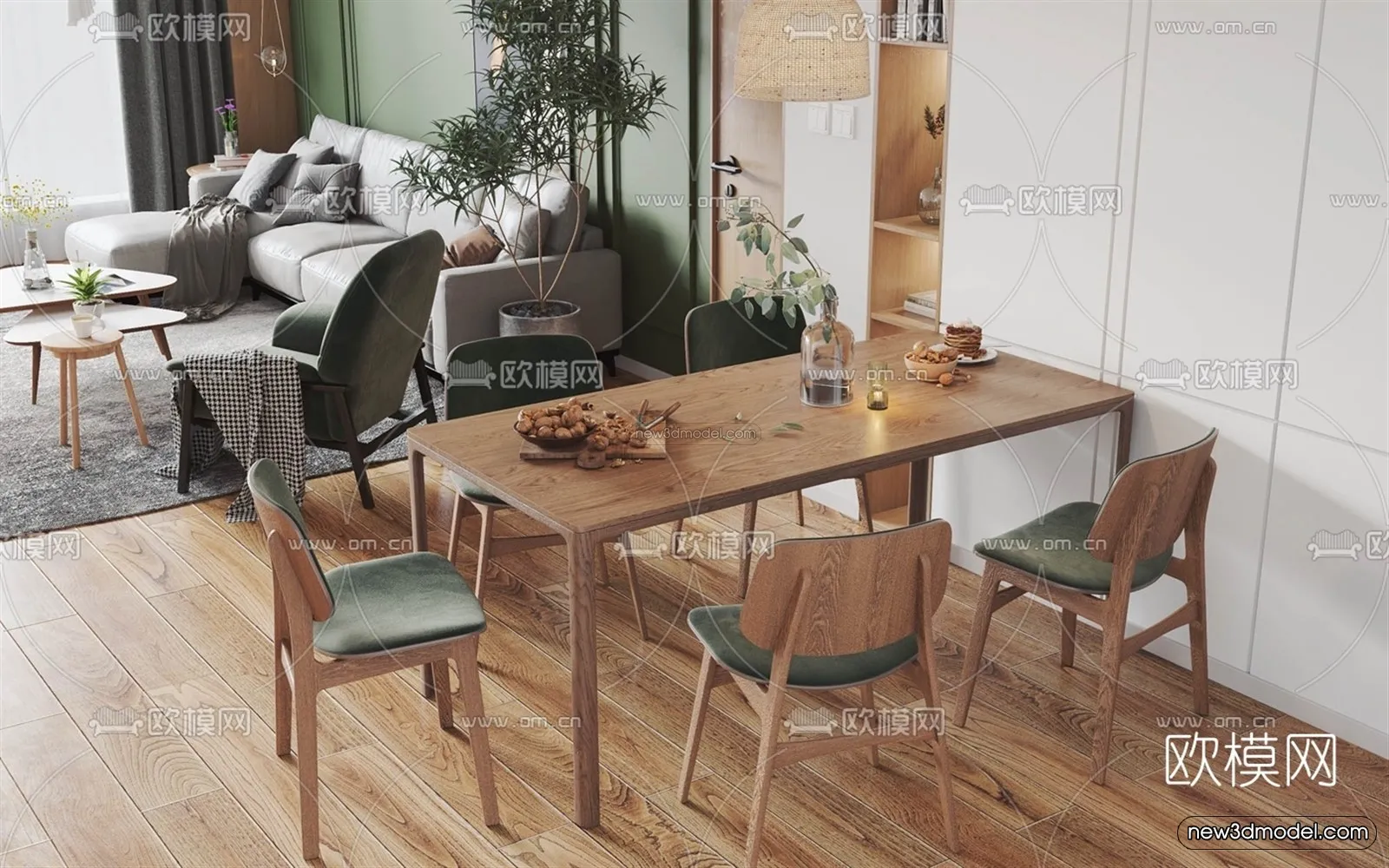 Morandi Style Interior 3D Blocks – Living Room 3D Scene – 014 – VRAY