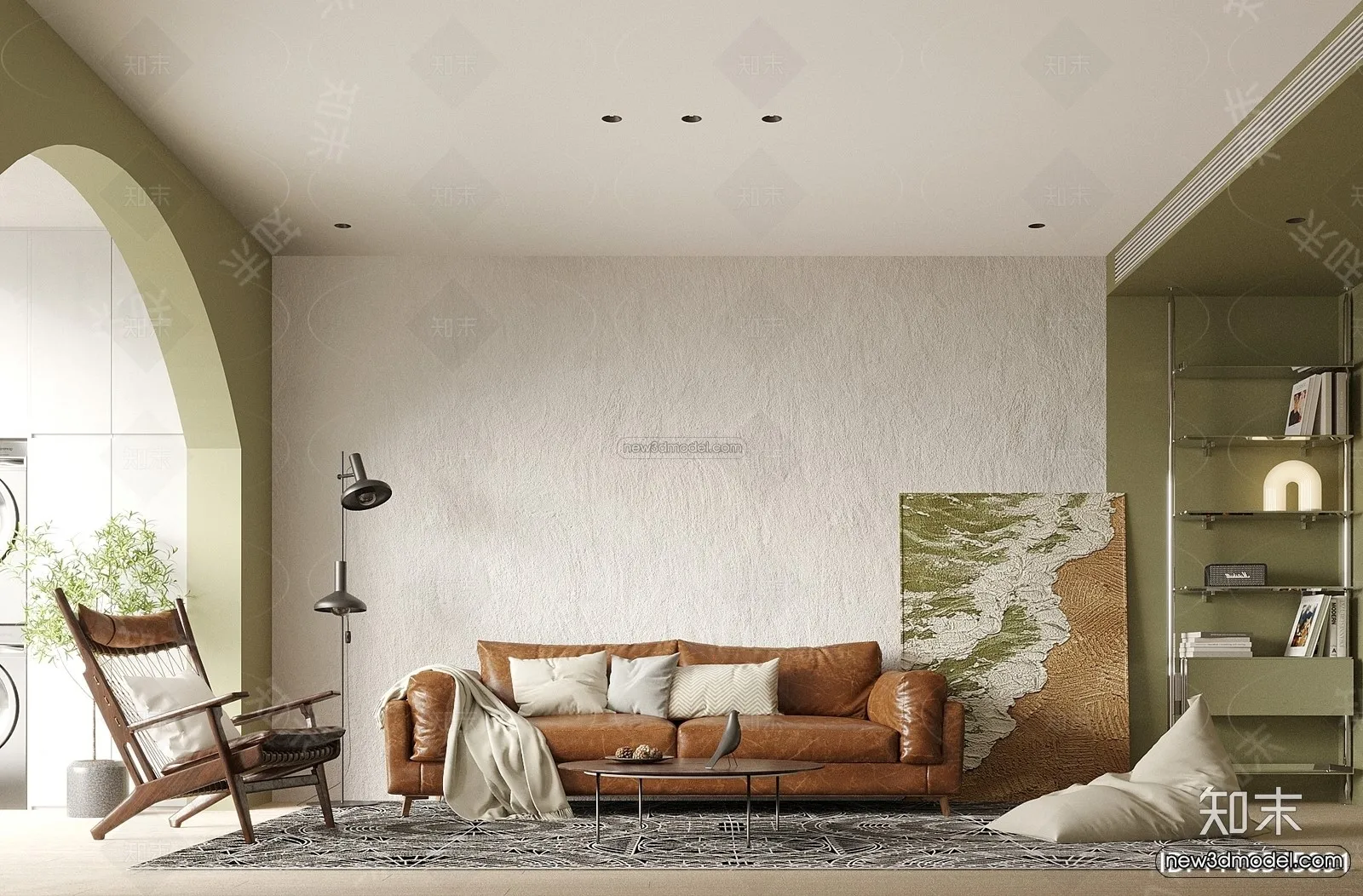 Morandi Style Interior 3D Blocks – Living Room 3D Scene – 029 – VRAY