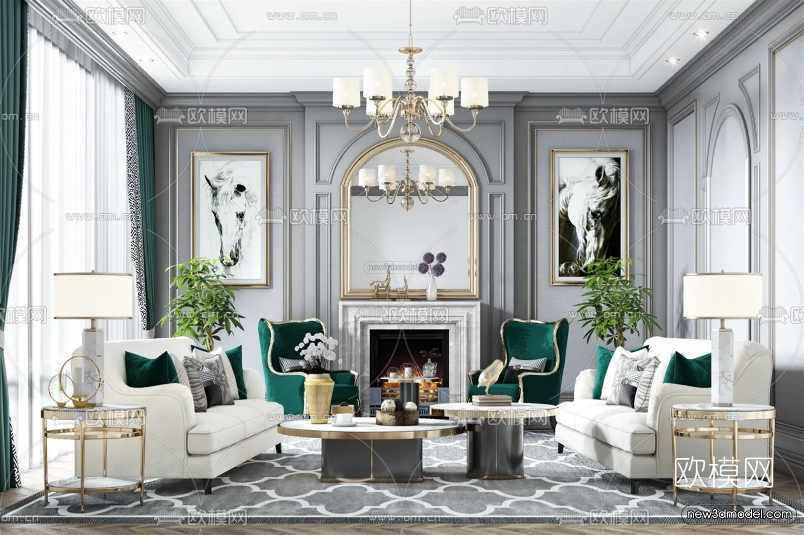 Morandi Style Interior 3D Blocks – Living Room 3D Scene – 032 – VRAY