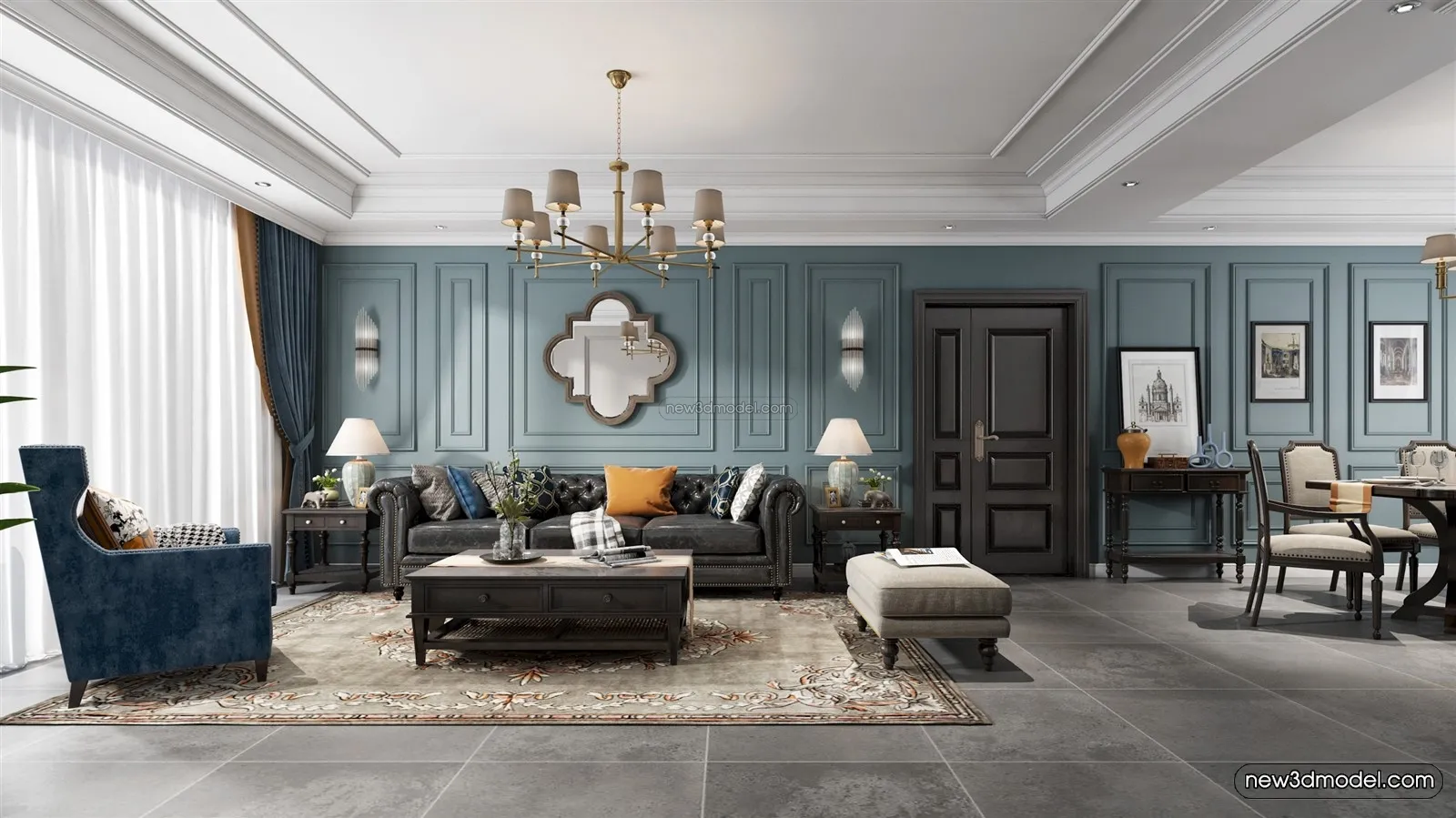 Morandi Style Interior 3D Blocks – Living Room 3D Scene – 033 – VRAY