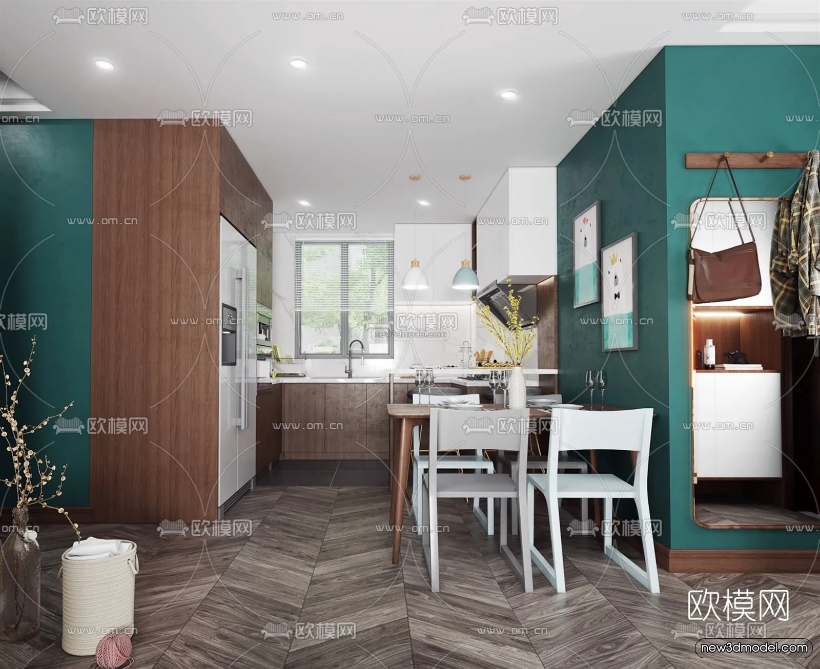 Morandi Style Interior 3D Blocks – Living Room 3D Scene – 056 – VRAY