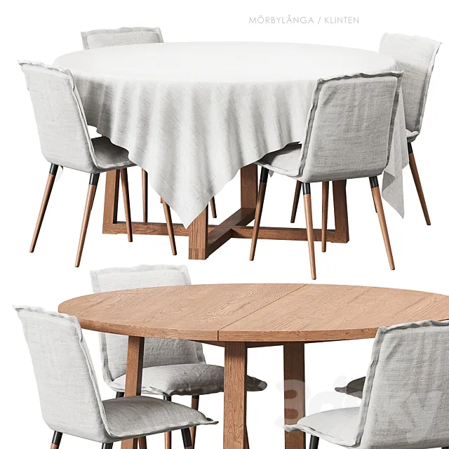 MORBYLANGA KLINTEN Table and chairs IKEA 3D Model