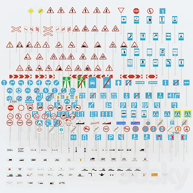 More than 250 road signs 3DModel More than 250 road signs 3DModel
