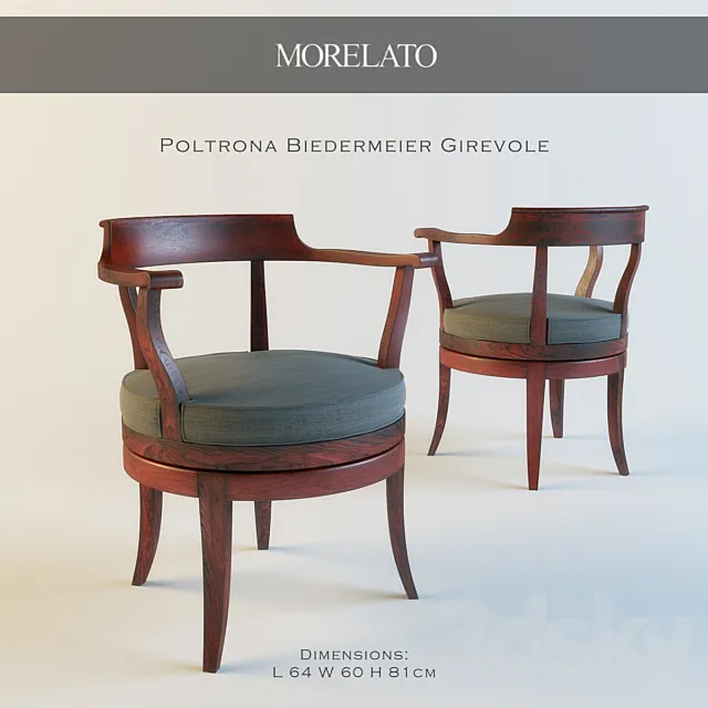 MORELATO Poltrona Biedermeier Girevole 3D Model MORELATO Poltrona Biedermeier Girevole 3D Model