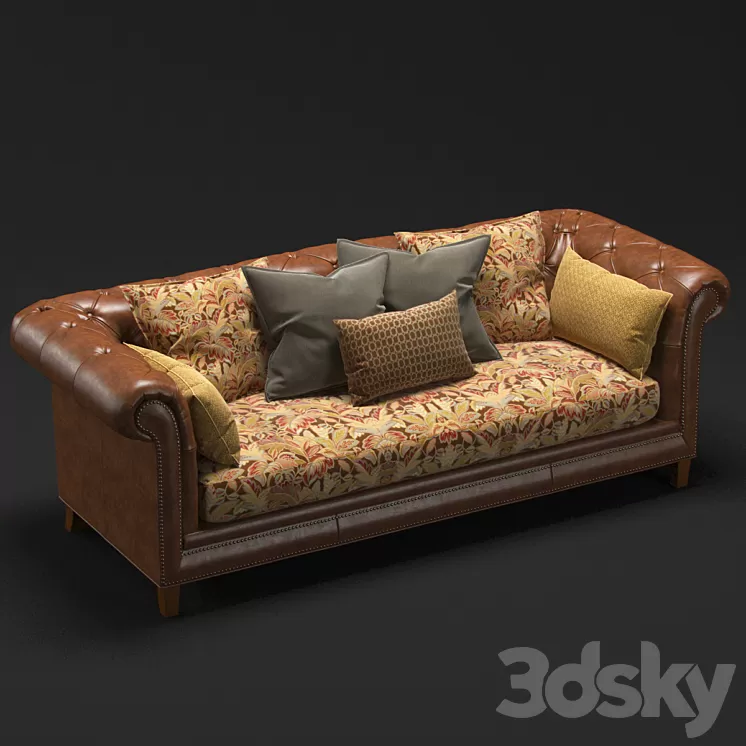 Moreno Leather Sofa 3D Model
