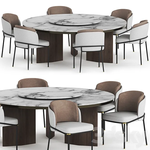 MORGAN MARBLE table and FIL NOIR chair by MINOTTI 3D Model MORGAN MARBLE table and FIL NOIR chair by MINOTTI 3D Model