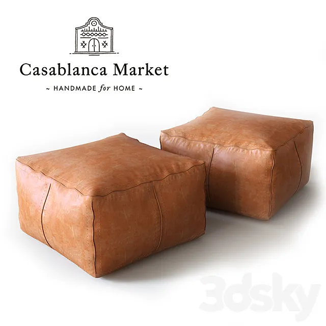 Moroccan Contemporary Leather Pouf 3D Model Moroccan Contemporary Leather Pouf 3D Model