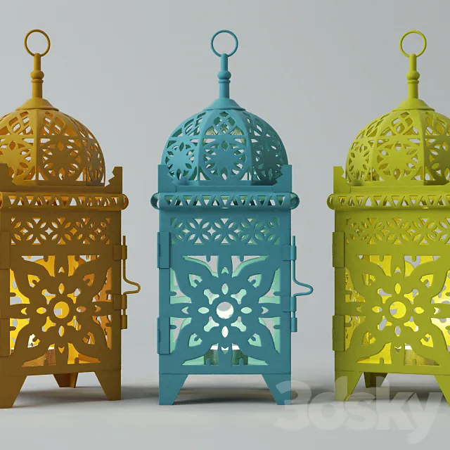 Moroccan Lantern Set 3D Model Moroccan Lantern Set 3D Model
